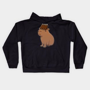 Capybara with Barbecue Ribs on its head Kids Hoodie